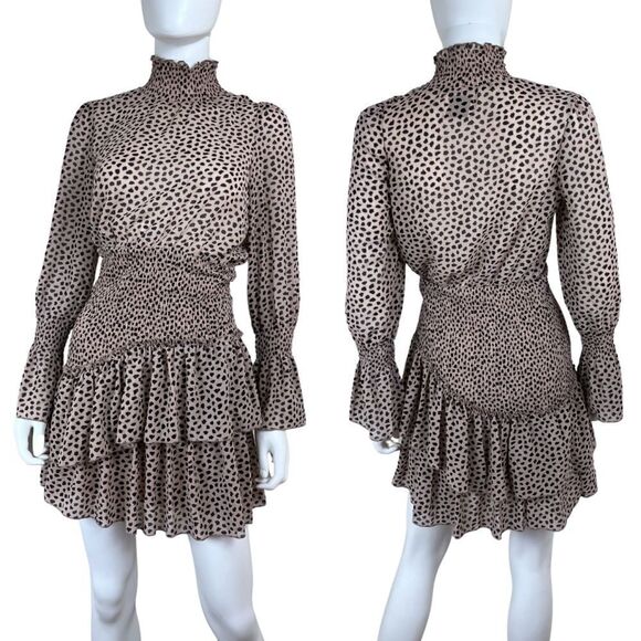 Hello Molly Don't Take It Personal Size S Smock Ruffle Tier Animal Mini Dress - Picture 1 of 17